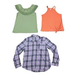 Lot of Girl's Tank Tops and Long Sleeve Button Down Shirt Size 10-12